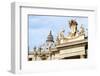 Pope's insignia on the Bernini's colonnade, Piazza San Pietro, Vatican City, Rome, Lazio, Italy-Nico Tondini-Framed Photographic Print