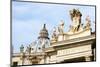 Pope's insignia on the Bernini's colonnade, Piazza San Pietro, Vatican City, Rome, Lazio, Italy-Nico Tondini-Mounted Photographic Print