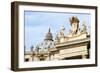 Pope's insignia on the Bernini's colonnade, Piazza San Pietro, Vatican City, Rome, Lazio, Italy-Nico Tondini-Framed Photographic Print