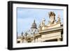 Pope's insignia on the Bernini's colonnade, Piazza San Pietro, Vatican City, Rome, Lazio, Italy-Nico Tondini-Framed Photographic Print