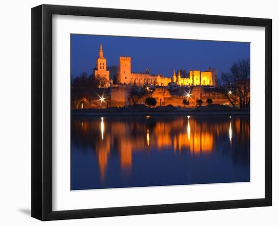 Pope's Palace in Avignon and the Rhone River at Sunset, Vaucluse, Rhone, Provence, France-Per Karlsson-Framed Photographic Print