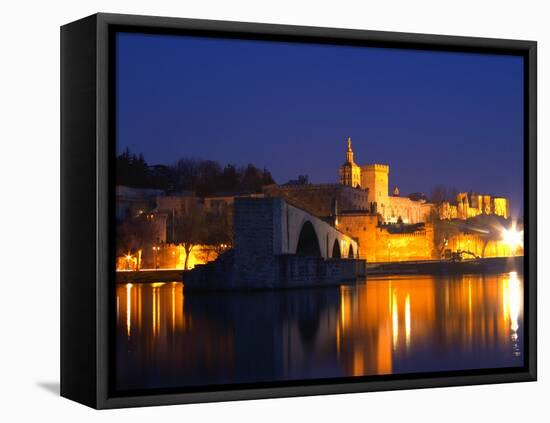 Pope's Palace on the Rhone and Pont Saint St. Benezet, Avignon, Vaucluse, Provence, France-Per Karlsson-Framed Stretched Canvas