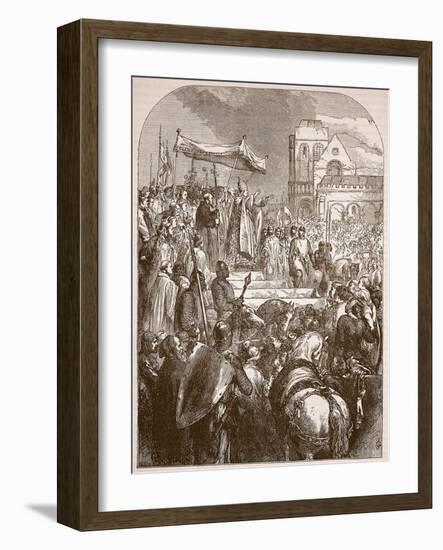 Pope Urban Ii Preaching the First Crusade in the Marketplace of Clermont, 1096-English School-Framed Giclee Print