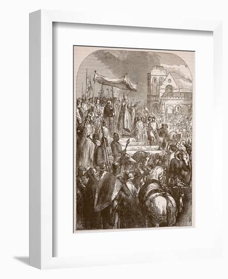 Pope Urban Ii Preaching the First Crusade in the Marketplace of Clermont, 1096-English School-Framed Giclee Print