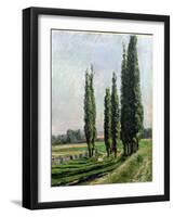 Poplars on the Riverbank at Argenteuil-Gustave Caillebotte-Framed Giclee Print