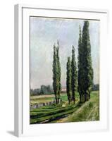 Poplars on the Riverbank at Argenteuil-Gustave Caillebotte-Framed Giclee Print