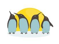 Penguins and Sun. Illustration of Penguins Birds Standing. Vector Eps8-Popmarleo-Art Print