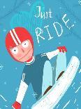 Snowboard Funny Free Rider in Helmet Jump Fun Poster Design . Funky Snowboarding Free Rider Extreme-Popmarleo-Art Print