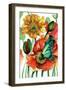 Poppies and Blue Butterfly-Cherie Roe Dirksen-Framed Giclee Print