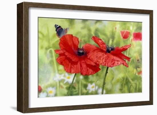 Poppies And Butterfly-Bill Makinson-Framed Giclee Print