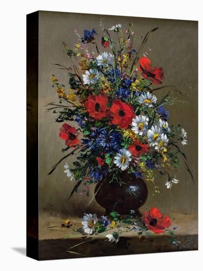 Poppies and Daisies-Eugene Henri Cauchois-Stretched Canvas