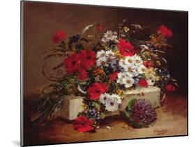 Poppies and Daisies-Eugene Henri Cauchois-Mounted Giclee Print