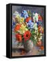 Poppies and Irises, 1991 (Oil on Canvas)-Anthea Durose-Framed Stretched Canvas