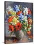 Poppies and Irises, 1991 (Oil on Canvas)-Anthea Durose-Stretched Canvas