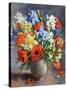 Poppies and Irises, 1991 (Oil on Canvas)-Anthea Durose-Stretched Canvas