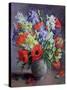 Poppies and Irises, 1991-Anthea Durose-Stretched Canvas