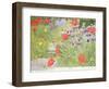 Poppies and Irises Near the Pond-Linda Benton-Framed Premium Giclee Print