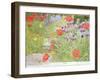 Poppies and Irises Near the Pond-Linda Benton-Framed Giclee Print