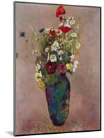 Poppies and other flowers in a vase-Odilon Redon-Mounted Giclee Print