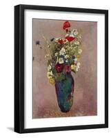 Poppies and other flowers in a vase-Odilon Redon-Framed Giclee Print