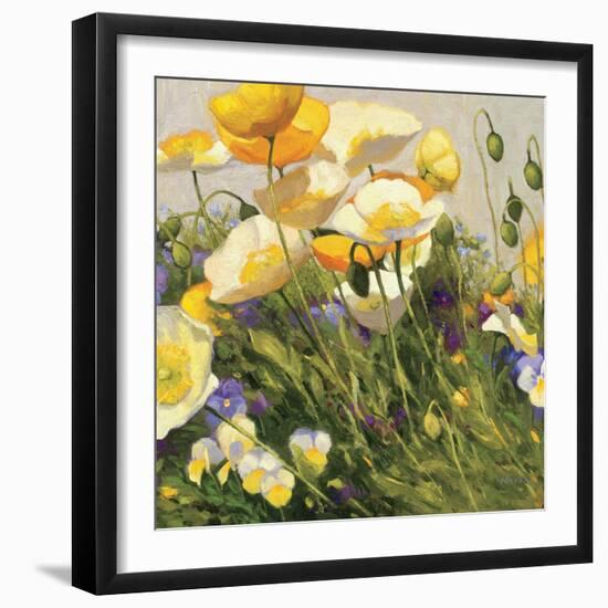 Poppies and Pansies I-null-Framed Art Print