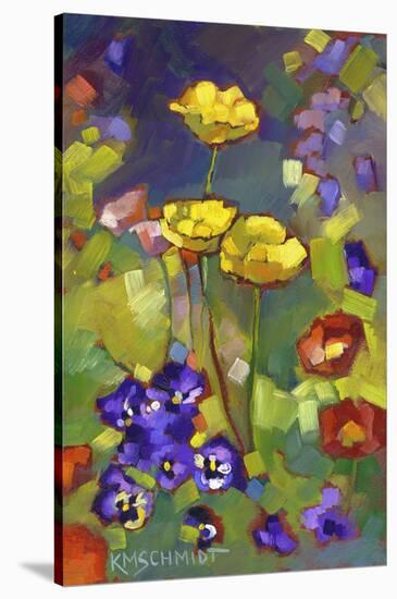 Poppies and Pansies-Karen Mathison Schmidt-Stretched Canvas