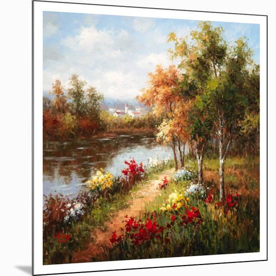 Poppies and Stream-Hulsey-Mounted Art Print