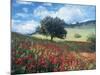 Poppies and Tree, Andalucia, Spain-Peter Adams-Mounted Photographic Print