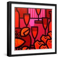 Poppies Apples Wine and Fish-John Nolan-Framed Giclee Print