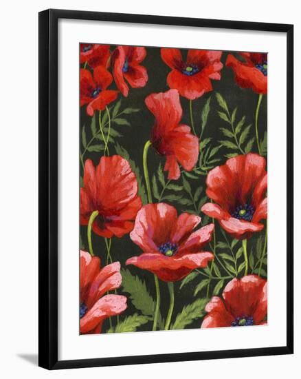 Poppies at Midnight II-Grace Popp-Framed Art Print