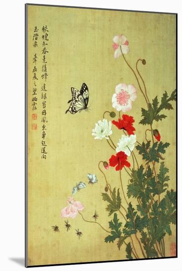 Poppies, Butterflies and Bees-Ma Yuanyu-Mounted Giclee Print