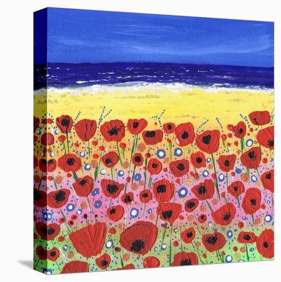 Poppies by the Beach-Caroline Duncan-Stretched Canvas