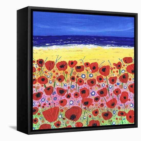 Poppies by the Beach-Caroline Duncan-Framed Stretched Canvas