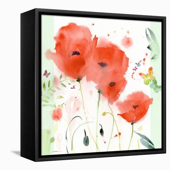 Poppies Chinoise-Sheila Golden-Framed Stretched Canvas