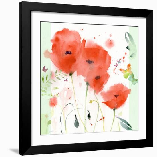 Poppies Chinoise-Sheila Golden-Framed Art Print