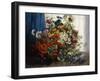 Poppies, Chrysanthemums, Peonies and Other Wild Flowers in Glass Vases (Oil on Canvas)-Constantin Stoitzner-Framed Giclee Print