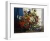 Poppies, Chrysanthemums, Peonies and other Wild Flowers in Glass Vases-Constantin Stoitzner-Framed Giclee Print