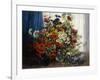 Poppies, Chrysanthemums, Peonies and other Wild Flowers in Glass Vases-Constantin Stoitzner-Framed Giclee Print