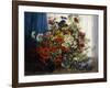 Poppies, Chrysanthemums, Peonies and other Wild Flowers in Glass Vases-Constantin Stoitzner-Framed Giclee Print