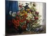 Poppies, Chrysanthemums, Peonies and other Wild Flowers in Glass Vases-Constantin Stoitzner-Mounted Giclee Print