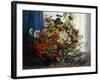 Poppies, Chrysanthemums, Peonies and other Wild Flowers in Glass Vases-Constantin Stoitzner-Framed Giclee Print