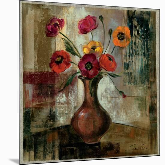 Poppies in a Copper Vase II-Silvia Vassileva-Mounted Premium Giclee Print