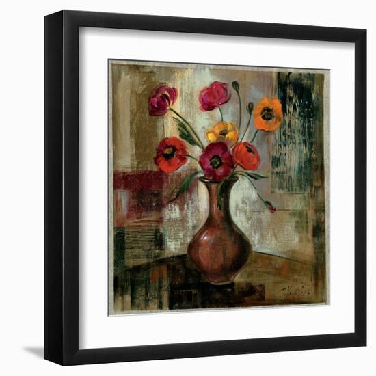 Poppies in a Copper Vase II-Silvia Vassileva-Framed Art Print