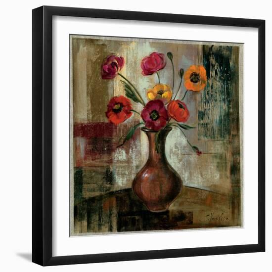 Poppies in a Copper Vase II-Silvia Vassileva-Framed Art Print