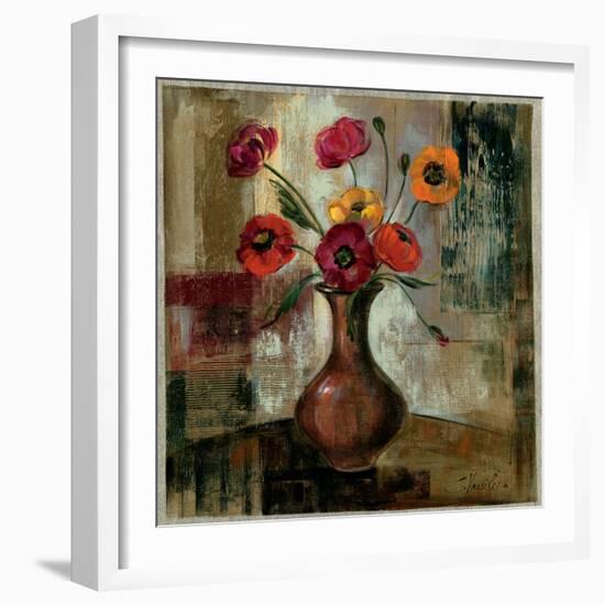 Poppies in a Copper Vase II-Silvia Vassileva-Framed Art Print