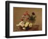 Poppies in a Crystal Vase and Roses in a Basket-Henri Fantin-Latour-Framed Giclee Print