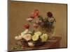Poppies in a Crystal Vase and Roses in a Basket-Henri Fantin-Latour-Mounted Giclee Print