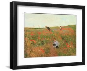 Poppies in a Field, C.1880 (Oil on Panel)-Victor Gabriel Gilbert-Framed Giclee Print