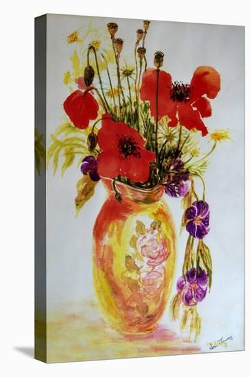Poppies in a Vase,2000-Joan Thewsey-Stretched Canvas