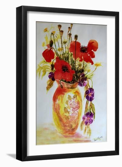 Poppies in a Vase,2000-Joan Thewsey-Framed Giclee Print